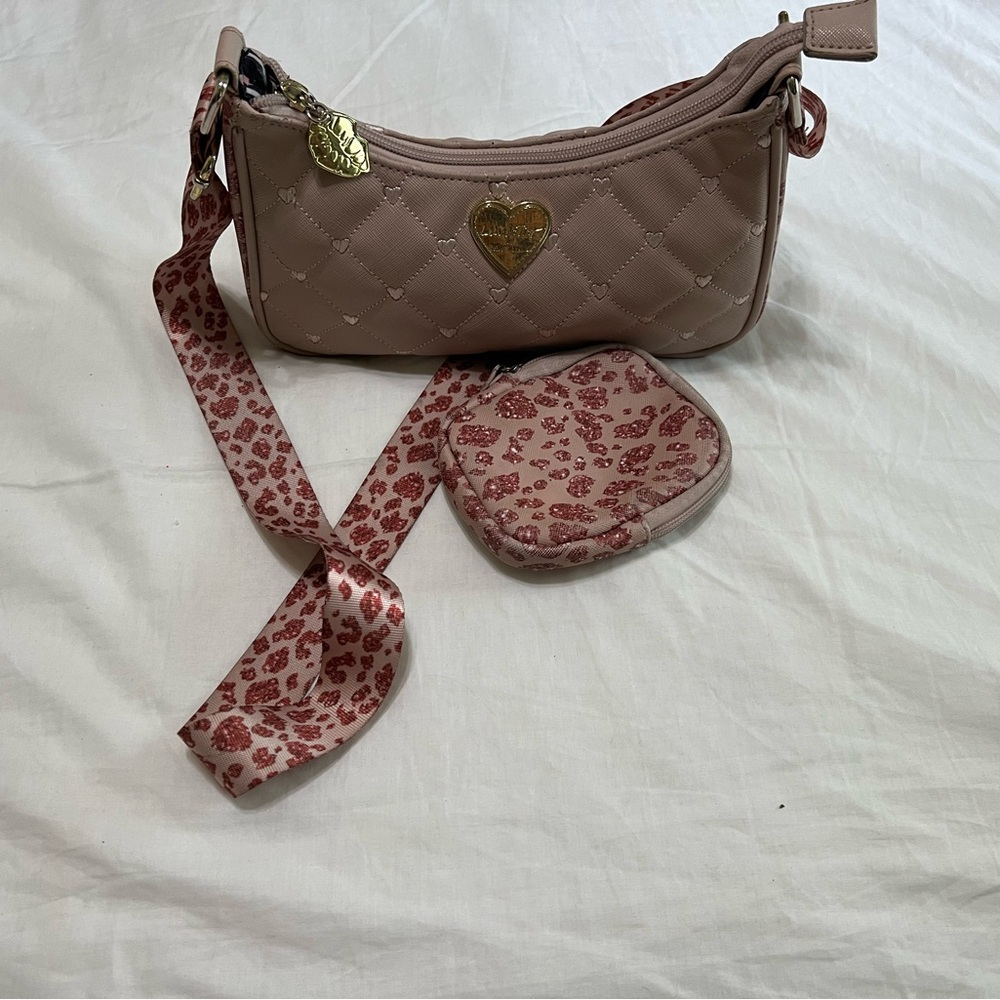 Luv By Betsy Johnson Quilter pink purse with pouch